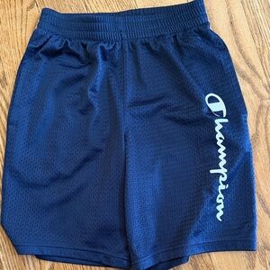 Boys Champion Navy Blue Mesh Athletic Shorts with Script Logo Like New